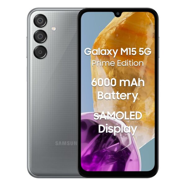 Samsung Galaxy M15 5G Prime Edition (Stone Grey,6GB RAM,128GB Storage)| Super AMOLED Display| 50MP Triple Cam| 6000mAh Battery| MediaTek Dimensity 6100+| 4 Gen. OS Upgrade & 5 Year Security Update