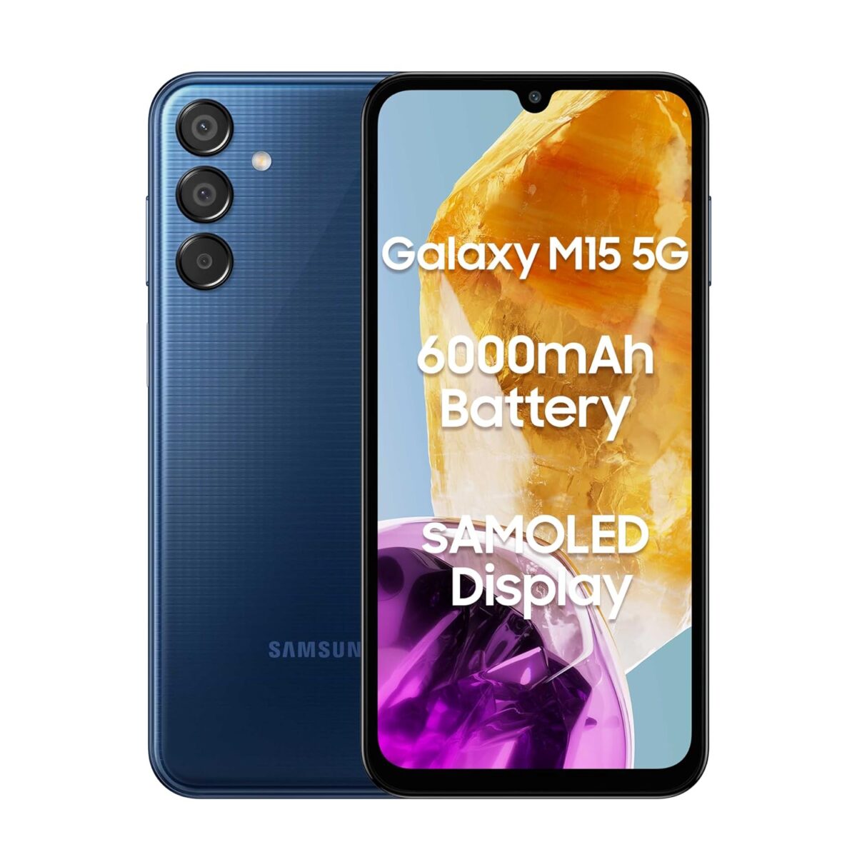 Samsung Galaxy M15 5G (Blue Topaz,4GB RAM,128GB Storage)| 50MP Triple Cam| 6000mAh Battery| MediaTek Dimensity 6100+| 4 Gen. OS Upgrade & 5 Year Security Update| Super AMOLED Display| Without Charger