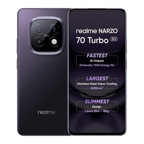 realme NARZO 70 Turbo 5G (Turbo Purple,12GB RAM, 256GB Storage) | Segment's Fastest Dimensity 7300 Energy 5G Chipset | Motorsports Inspired Design