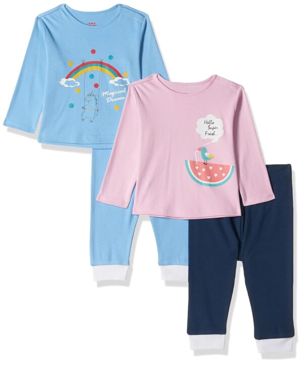 Amazon Brand - Jam & Honey Baby-Boy's Soft & Pure Cotton Long Sleeve Tee with Jogger - Clothing Pajama Set