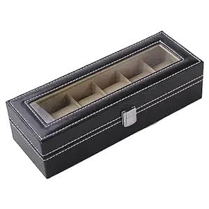 Dharmik Ramdev Creation Solid Espresso Wood Watch Box Organizer with Glass Display Top by caseElegance brown