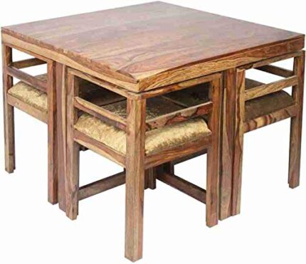 OGESIA Premium Wood 4 Seater Dinning Set (Finish Color - Teak Green)