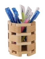 ZUBAT Bamboo Polygonal Hollow Creative Pen Holder, Multifunctional Bamboo Pen Holder, Pen, Colored Pencil, Crayon, Painting Pen Holder Storage, For Home Office Desk, Office Desktop Decor (Round)