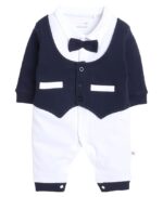 BUMZEE White &avy Boys Full Sleeves Formal Trendy Sleepsuit