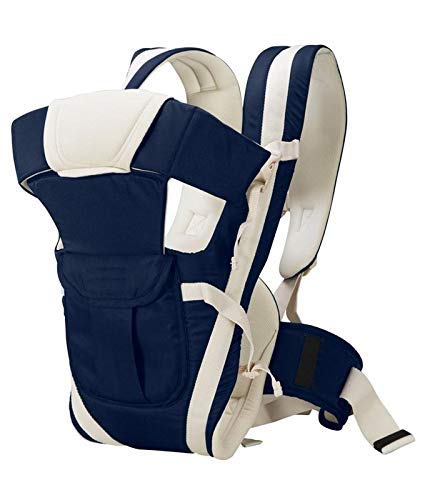 Brikshi Kids 4-in-1 Adjustable Baby Carrier Cum Kangaroo Bag/Honeycomb Texture Baby Carry Sling/Back/Front Carrier for Baby with Safety Belt and Buckle Straps/Navy Blue