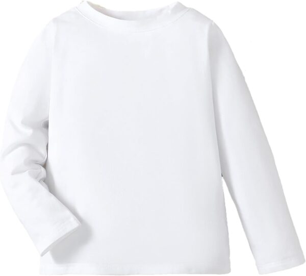 NOTWILD Unisex Baby Long Sleeve Tee T-Shirt Toddler Boy Girl Kids White Solid Color Top Newborn Baby1 to 7 Years