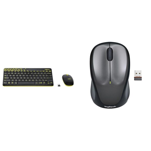 Logitech MK240 Nano Wireless USB Keyboard and Mouse Set, 12 Function Keys 2.4GHz Wireless, 1000DPI,