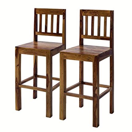 Ogesta Rosewood bar Chair for Living Room Bedroom Hotel bar Set of 2 Brown