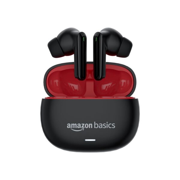 amazon basics True Wireless in-Ear Earbuds with Mic, Low-Latency Gaming Mode, Touch Control, IPX5 Water-Resistance, Bluetooth 5.3, Up to 60 Hours Play Time, Voice Assistance and Fast Charging (Black)