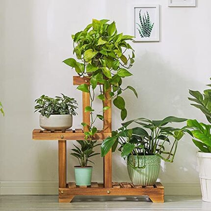 Beauty Panda® Teak Wood Multipurpose Plant Stand/Pot Stand | Living Room Side Stand/Flower Pot Stand | Vase Stand | Indoor Outdoor Planter Display Shelving (S15, Natural Wood)