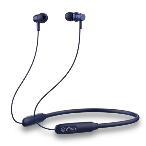 pTron Tangent Flex Bluetooth 5.3 Wireless In-Ear Headphone with Mic, 38Hrs Playtime, 13mm Driver, Dual Device Pairing Wireless Neckband, Type-C Charge, Magnetic Buds & IPX5 Water Resistant (Bold Blue)