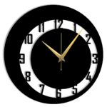 Trademubarak Round Metal Wall Clock, Analog Hanging 15.5 Inch Watch for Living Room, Bedroom, Hall, Office Decor, Elegant & Modern Oversized Timepiece - Black (M13)