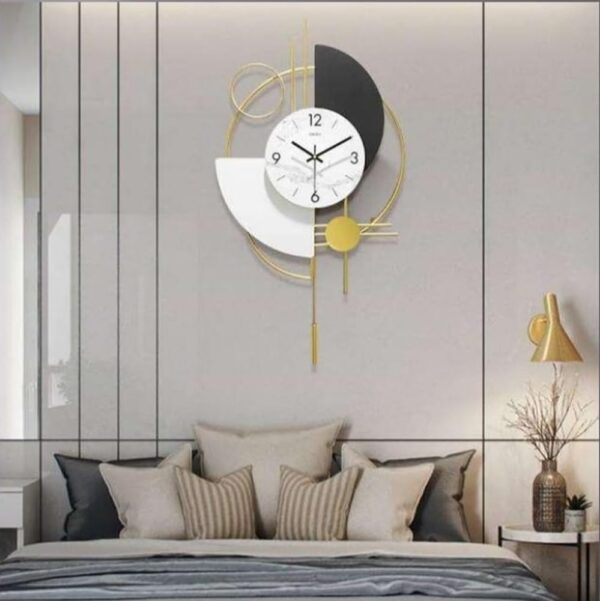 Black and White Creative Desginer Metal Wall Clock, for Decorative and Gift Item (16X30 INCH)