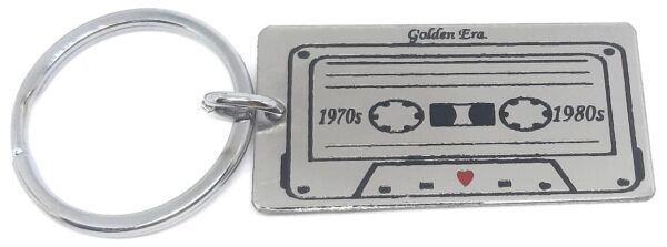 Aura Vintage Retro Audio Music Cassette Tape Dummy Keychain For Bike Car Men Women Girls Boys Stainless Steel Silver Keychain