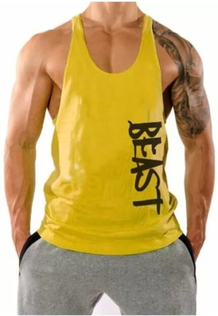 Gym Tank Tops for Men, Fitness Workout Shirts, Yellow