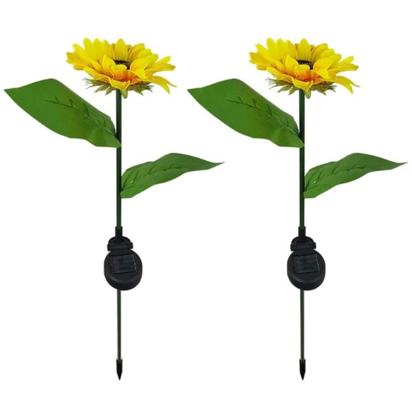 Beautifull 2 PC Outdoor Solar Sunflower Lights Intelligent Light Control Waterproof Garden Landscape Stake Light - 2 PCS