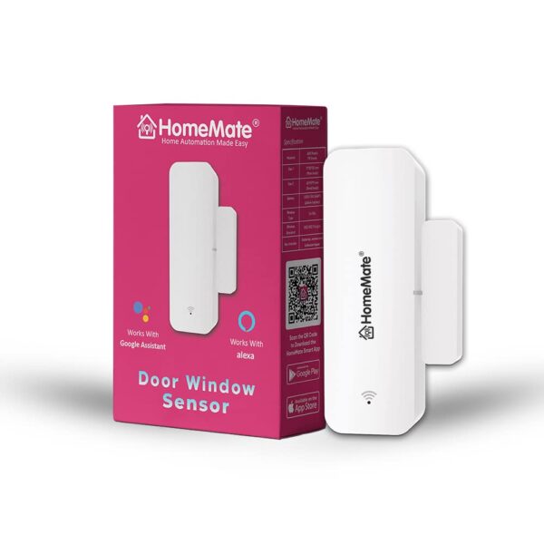 HomeMate No Hub Required WiFi Smart Door/Window Sensor Compatible with Alexa, Google Home and IFTTT