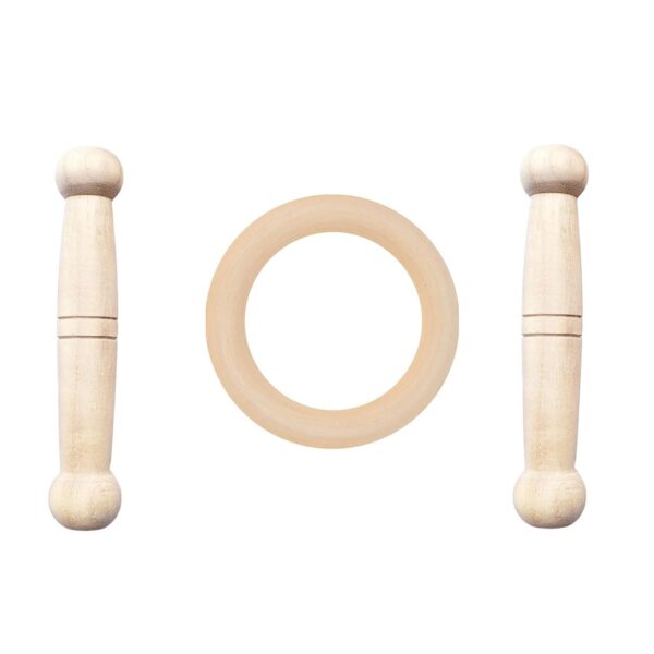 CHANNAPATNA TOYS Wood Baby Teething Ring Toys For Babies 0-12 Months Baby Toys 0-3-6-12 Months 3 Shapes Infant Toys Baby Teether Teethers For Babies Baby Rattle Gifts Toys - Natural Wood Color