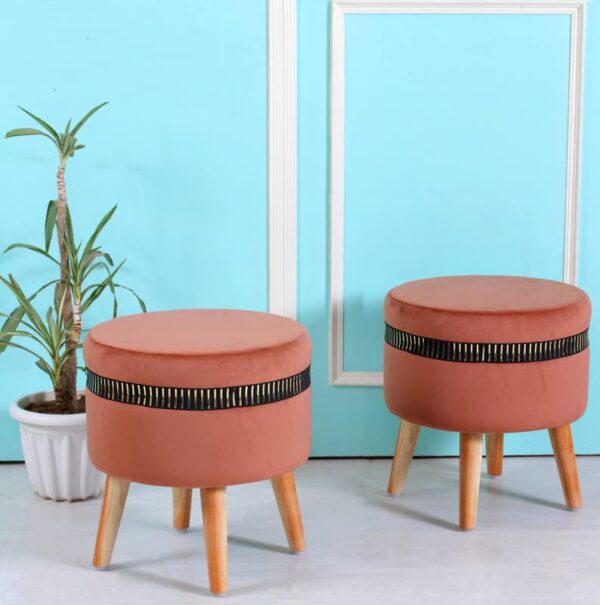 Smartkart Pouffes Sitting Stool for Living Room, Mudda Puffy Wooden Ottoman Stools, Pouffe Footstool, Decorative Pouf for Office Home Decoration & Dressing Table, 16x16x18 Inch, Mouse