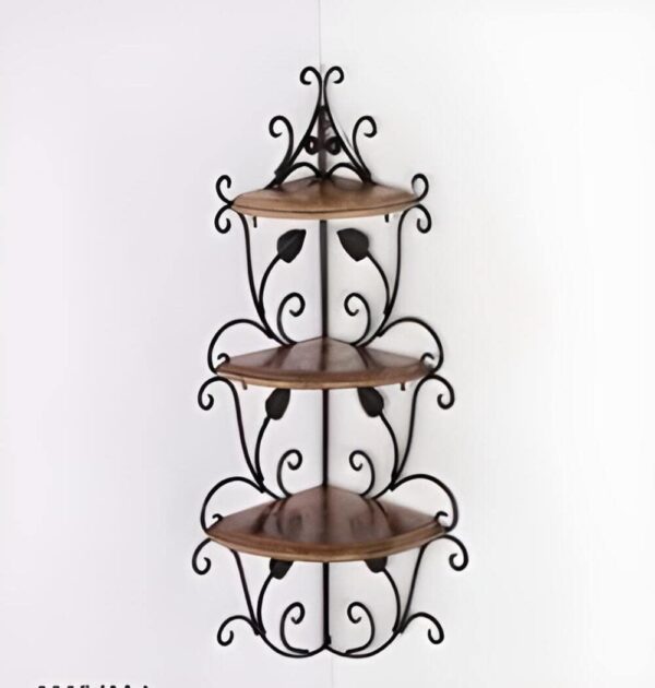 DecoreSany Wooden handicrafts Wooden Stylish Wall Rack Shelves Set of Wall Shelves MDF -Medium Density Fiber Home Decoration Wall Decor (Brown Corner, Wooden Iron 3)