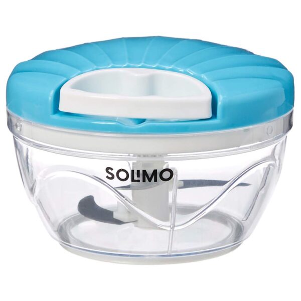 Amazon Brand - Solimo Plastic 500 ml Large Vegetable Chopper with 3 Blades, Blue