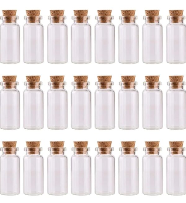 KRYTONE�1ml Mini/Tiny Glass Jars With Wood Cork Stoppers,Wishing/Message Bottle For Decorations Lovely Small Wish Bottle Tiny Clear Empty Wishing Message Vial With Cork Jars (18)