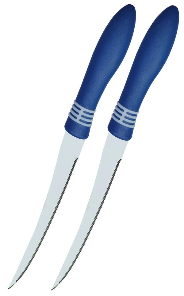 ATARC AT-001 Concord Kitchen Knife, Stainless Steel Multipurpose Table Knife for Dining and Vegetable Chopping, Serrated Edge, 12 cm (Blue)