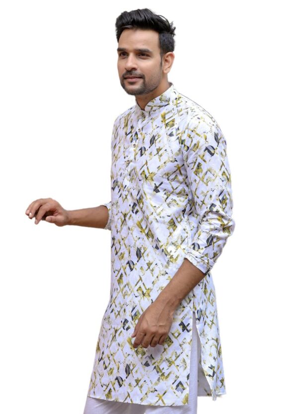 Aany's Culture Men's Ethnic Full-Sleeve Printed Kurta - Traditional Indian Wear for Festive and Casual Occasions - Comfortable Cotton Blend - Multicolor