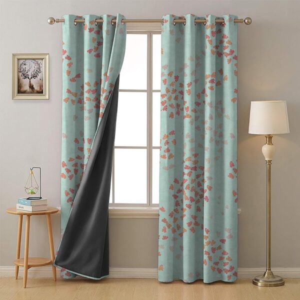 SPACES DRAPE STORY Coral Blue Digital Geometric Print 100% Blackout Curtains with Lining, 7 Ft Door Treatments in Heavy Polyester Fabric