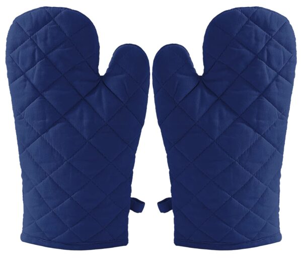 Kuber Industries Heat Resistant Cotton Kitchen Oven Mitt Microwave Gloves, Set of 2 (Blue)-HS43KUBMART26080, Standard