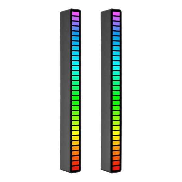 RGB Sound Control Rhythm Lights 2 PCS 32 LED 18 Colors aduio Spectrum Mode 5 Levels of Speed 4 Levels of Brightness Type-C USB Portable Voice Activated Atmosphere Light for Car Gaming Room Dec'