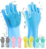 IDITRI EXPORT Heavy Duty Silicone Hand Gloves for Dishwashing, Utensil Cleaning, Pet Grooming and Kitchen Cleaner, Random Color, Free Size, (Silicone Hand Gloves, 2, count)