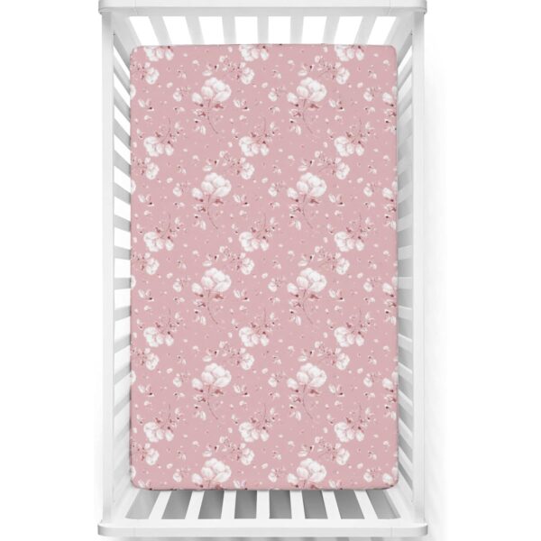 Fitted Cot Crib Sheet | Bed Sheets for Newborn Baby Crib Mattress | Deep Pocket All Round Elastic Fitted Crib Sheet for Baby| Size 132 cm x 71 cm | Crib Sheets - 28"x52" | Flora Bloom