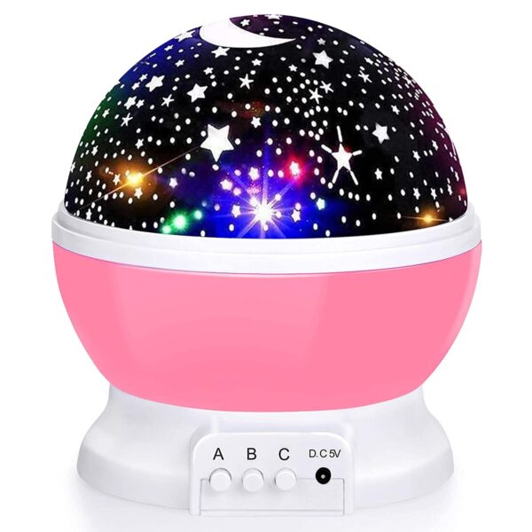 SHREY & SANK Acrylic Night Light Lamp Projector, Star Light Rotating Projector, Star Projector LED Lamp With Colors And 360 Degree Moon Star Projection With Usb Cable ,Lamp For Kids Room (Pink)