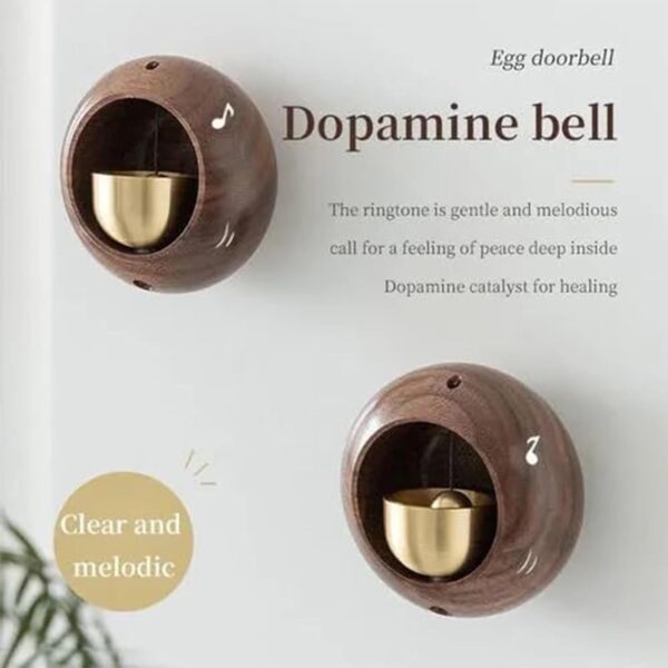 Tahera Japanese Style Round Dopamine Brass Wooden Door Bell Chime for Home, Korean Wireless Calling Ding Dong Bell for Office and Outside. Call Bell for Home Patient. Entry Alert Chime