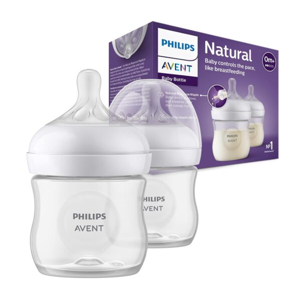 Philips Avent Natural Baby Feeding Bottle | No.1 Brand Recommended by Moms Worldwide | Ideal for 0 months+| Natural Response Technology Mimics Breastfeeding | Uniquely Designed Nipple releases milk only when baby drinks | Pack of 2 | SCY900/02