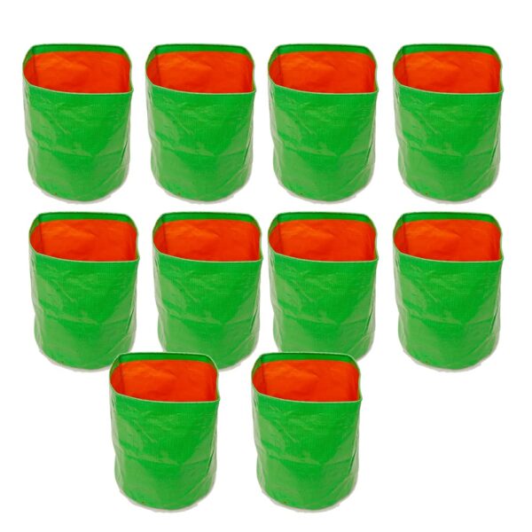 BIO BLOOMS AGRO INDIA PRIVATE LIMITED12X12Inch Hdpe Plant Grow Bags For Terrace Gardening | Pack Of 10| Green&Orange Color| Outdoor Use