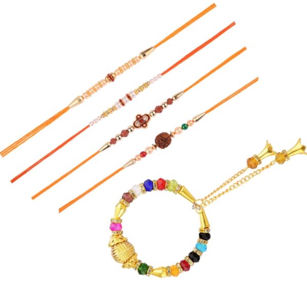 Amazon Brand - Anarva Combo of 4 Thread Dora Rakhi Set for Brother Bhaiya with Bracelet Gift for Sister Bhabhi