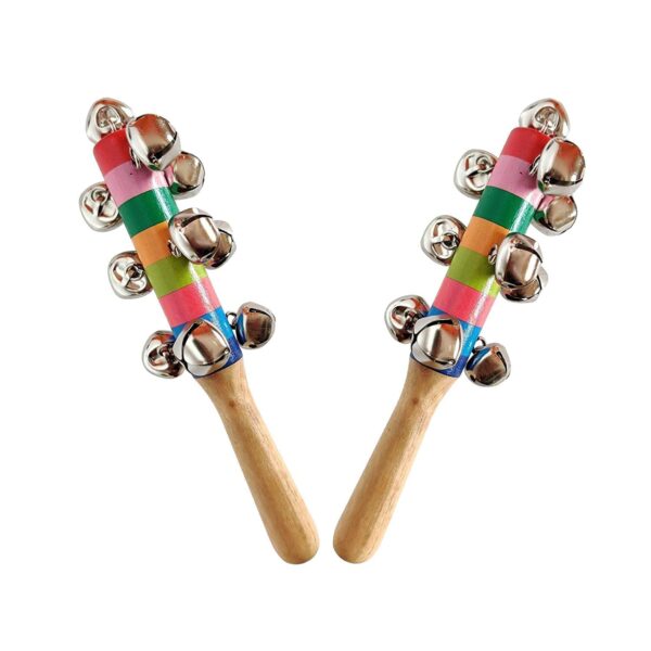 Channapatna Toys Wooden Rattle Toys for Baby, Infants/New Born Babies (0+ Years) - Jingle Bell - Multicolor - Set of 2 pcs