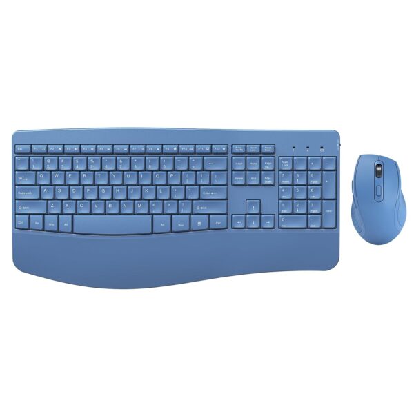 PEIOUS Wireless Keyboard and Mouse - Ergonomic Keyboard and Mouse Combo Full Size Keyboard Cordless with Palm Wrist Rest Ergonomic Mouse Wireless for Windows Computers Laptops - Blue