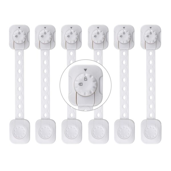 Little Lovelies™ Complete Child Safety Kit: 4 Adjustable Adhesive Locks for Doors, Cabinets, & More | Effortless Baby Proofing with Bonus 3M Tape | Ultra-Safe Furniture Locks for Toddlers - White 6