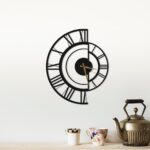 Cartvilla Half Circle Design Metal Wall Clock, Large Wall Clock Minimalist, Modern Wall Clock, Design Wall Clock, Wall Clock Unique, Housewarming Gift (13.6 INCH)