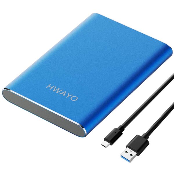 HWAYO 80GB Portable External Hard Drive, USB3.1 Gen 1 Type C Ultra Slim 2.5'' HDD Storage Compatible for PC, Desktop, Laptop, Mac, Xbox One (Blue)