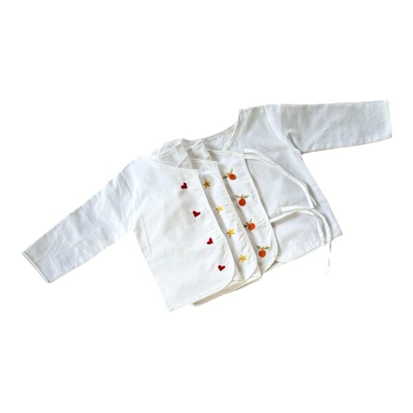 Picksparrow Pure Cotton Embroidered Newborn Baby Clothes/Jhablas/Vests (Full Sleeve, Set of 3)