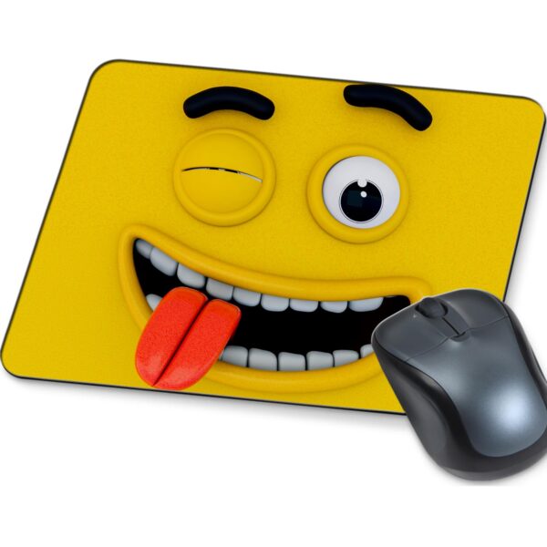 ApjGifts Anti Slip Round Edge Rubber Base Gaiming Mouse Pad for Pc, Laptop, Desktop for Office, Home Use Mate Finish Multicolour Funny Face Print (Design 10)