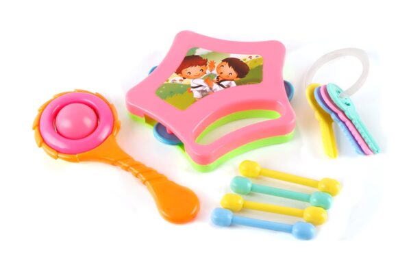 Ratna's Little Doll Rattle Set of 4 pcs for Infants. Sweet Musical Sounds from rattles Makes Baby Happy.