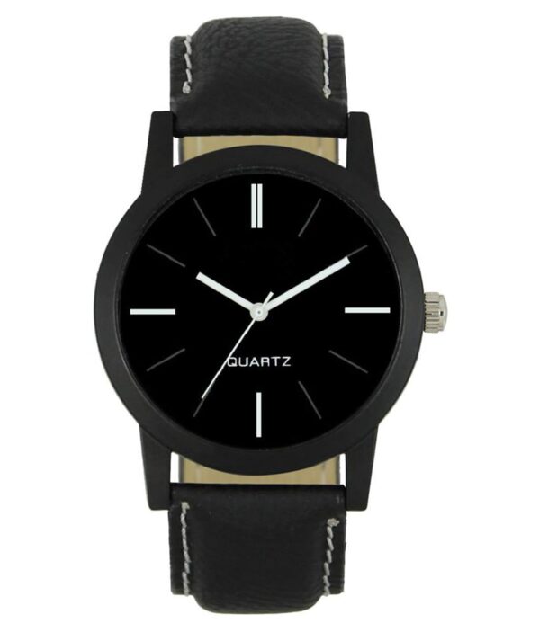 Acnos Leather Premium Black Strap And Black Dial Analogue Watch For Men Pack Of - 1 (Lr05)