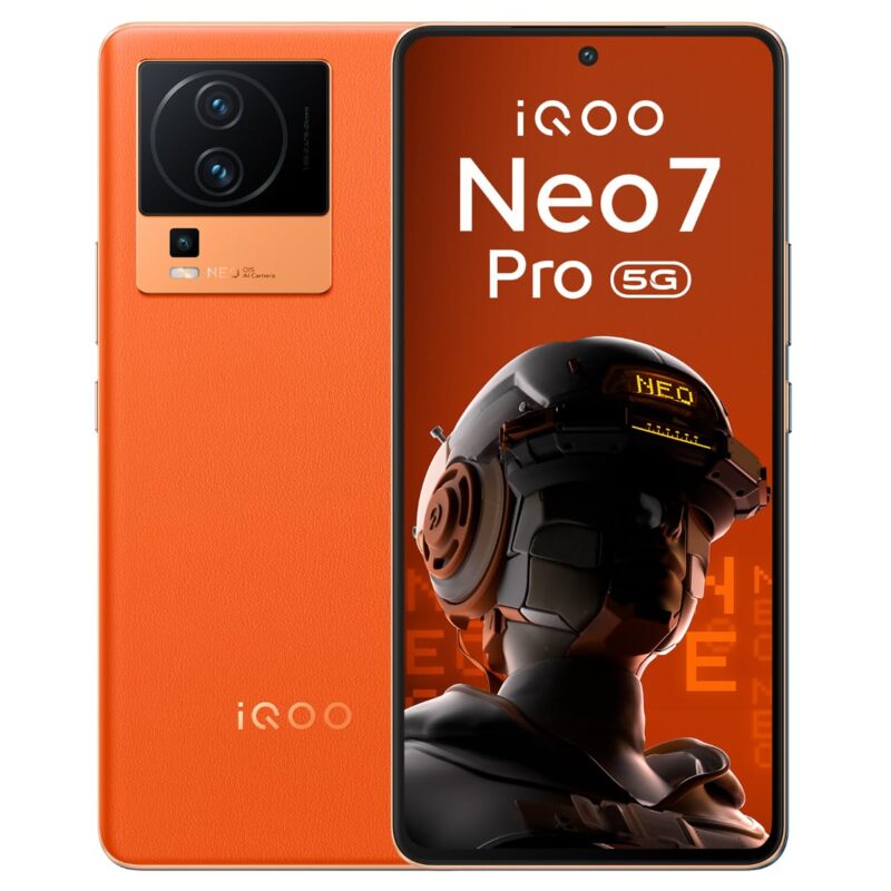 (Refurbished) iQOO Neo 7 Pro 5G (Fearless Flame, 12Gb Ram, 256Gb Storage) | Snapdragon 8+ Gen 1 | Independent Gaming Chip | Flagship 50Mp Ois Camera | Premium Leather Design, Orange