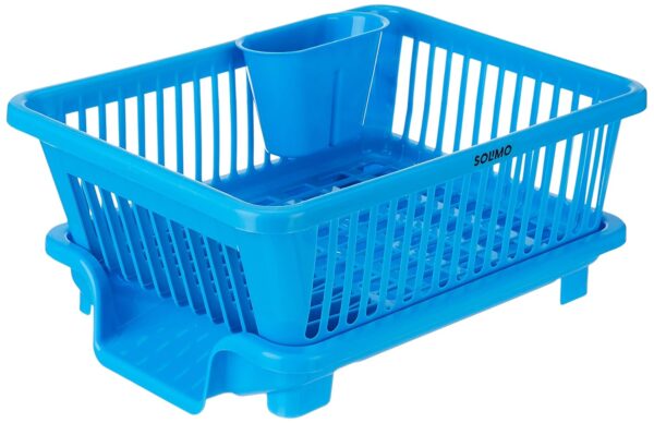 Amazon Brand - Solimo Plastic Dish Drainer and Drying Rack for Kitchen Blue