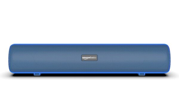 amazon basics SB25L 25W Bluetooth Soundbar with 4000 mAh Battery | 2X Bass | Up to 7 hrs of Playback | Blue LED Lights | Bluetooth 5.3, Aux & USB Connectivity (Blue)